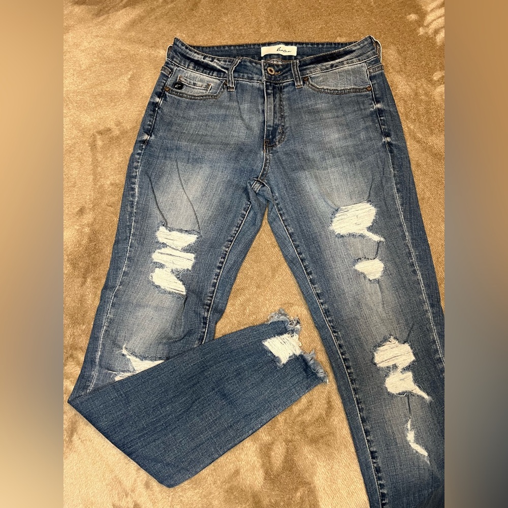 KanCan Light Wash Distressed Women's High Rise Skinny Jeans 28W 29L